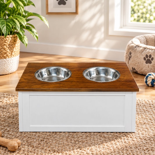 Wooden Pet Feeder Storage Stand