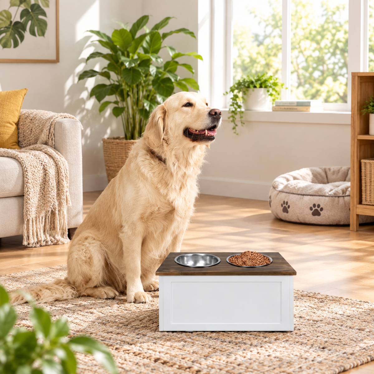 Wooden Pet Feeder Storage Stand