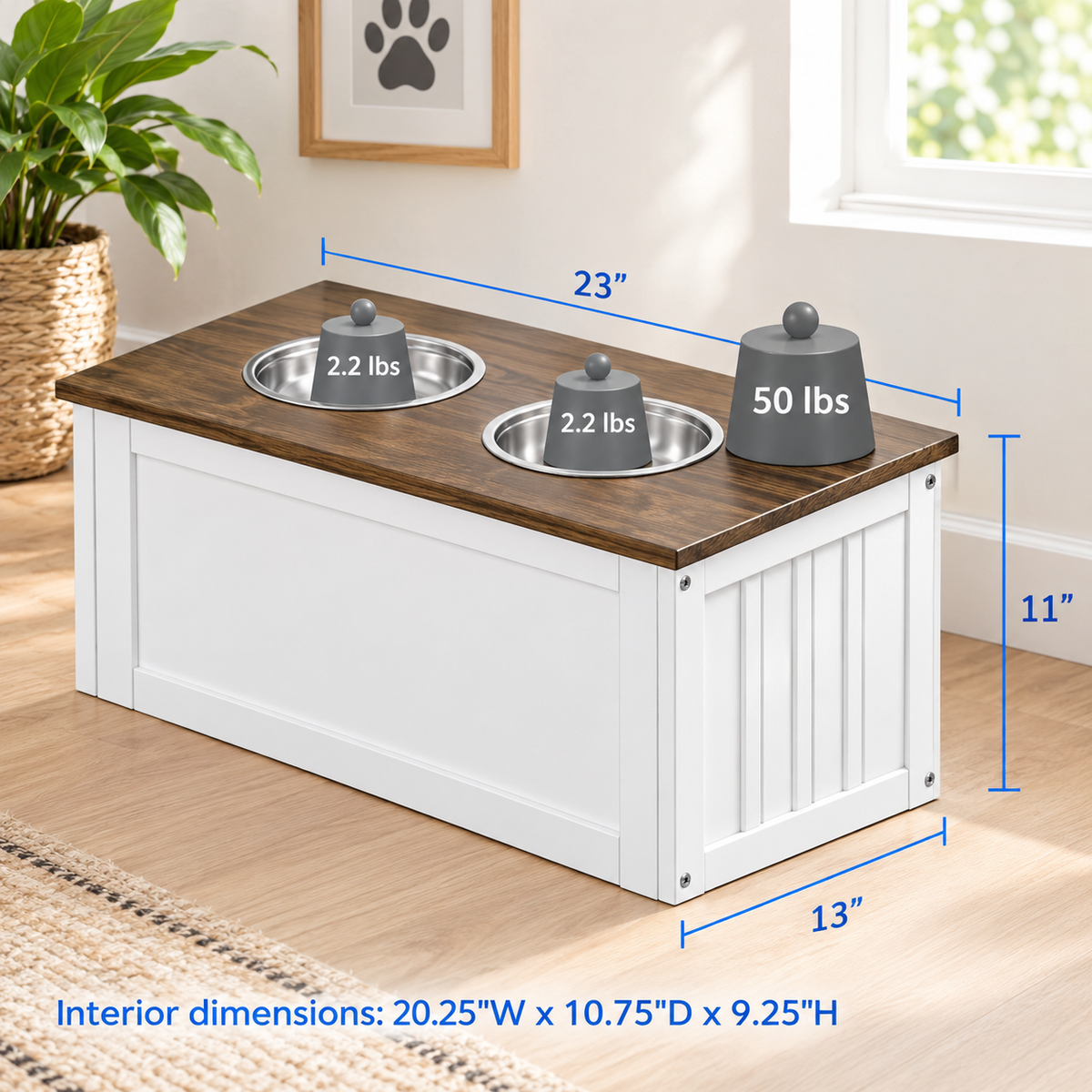 Wooden Pet Feeder Storage Stand
