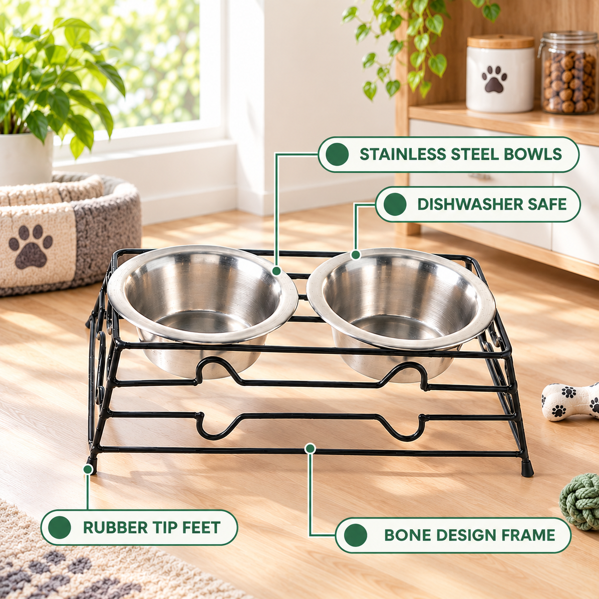 Elevated Double Pet Bowl Stand